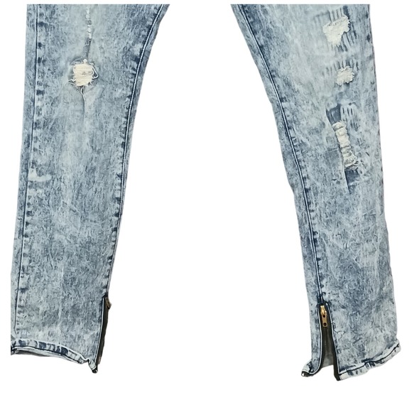 Reason Hip Hop Jeans Mens Sz. 36 Acid Wash Distressed Graphic Patches Zi… - Picture 3 of 9